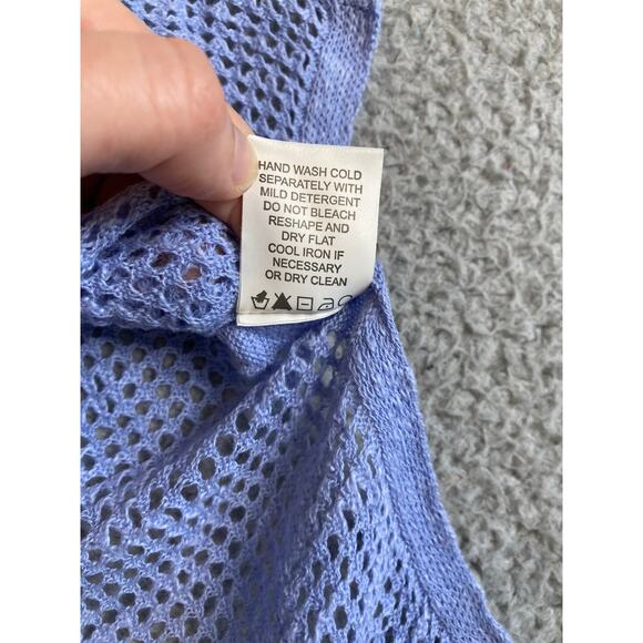 In Cashmere Sweater Small Open Knit Linen Sheer Oversize 3/4 Sleeve Pullove Boho - Picture 12 of 16